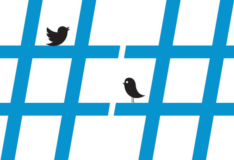 blue hashtags with small birds