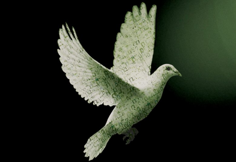 Illustration of dove flying
