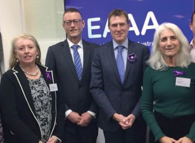 Federal Attorney-General Christian Porter (middle) at the opening of Elder Abuse Action Australia.