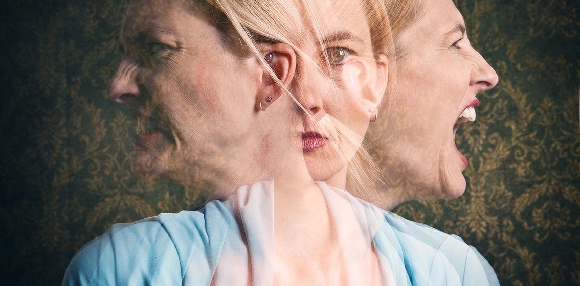 A multi-exposure of an emotional woman.