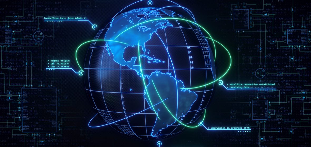 A digital world globe showing the Americas.