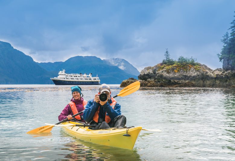 couple kayaking in Alaska