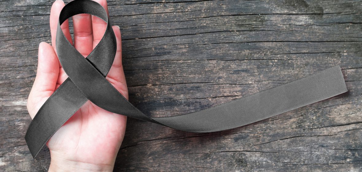 Black Ribbon symbolising mourning for the death loss of victims and terror attack