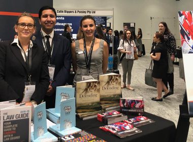 Representatives from the Law Society of NSW man a stall at the 2019 Law Careers Fair.