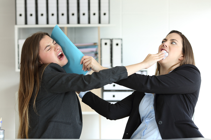 Two angry executives fighting at office