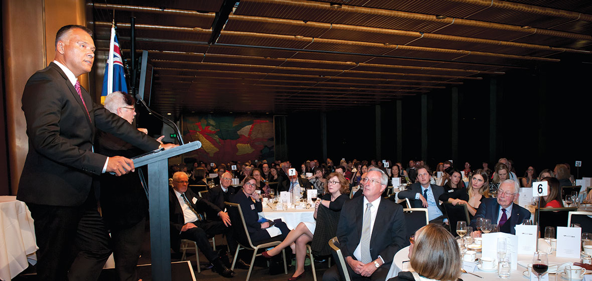 Stan Grant speaking at 2016 Justice Awards at NSW Parliament on 13 October 2016. Copyright Stan Grant.