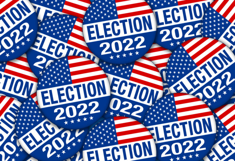 photo of election badges to illustrate US midterms