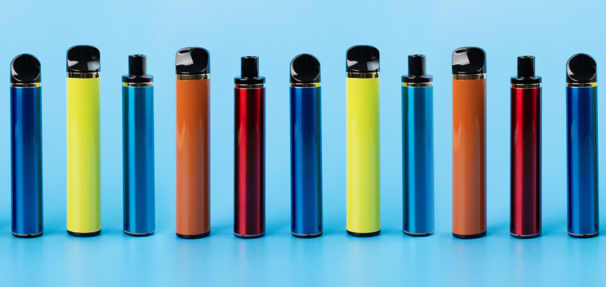 photo of colourful ecigarettes to illustrate article on vaping