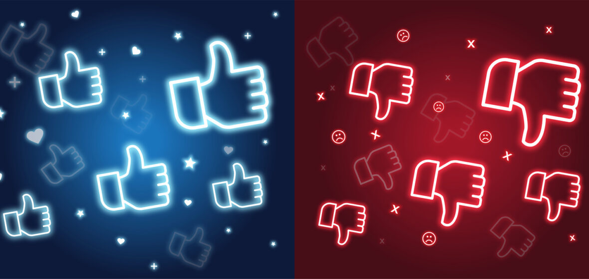image of thumbs up and thumbs down icons
