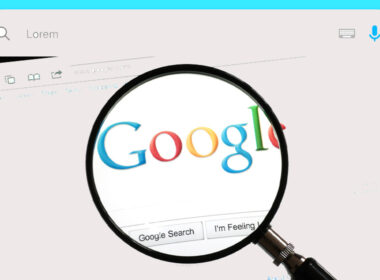 image of magnifying glass on computer screen highlighting the word google